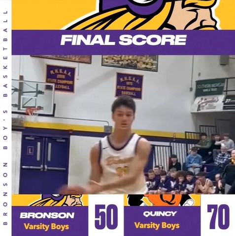Bronson boys fall to Quincy 70-50